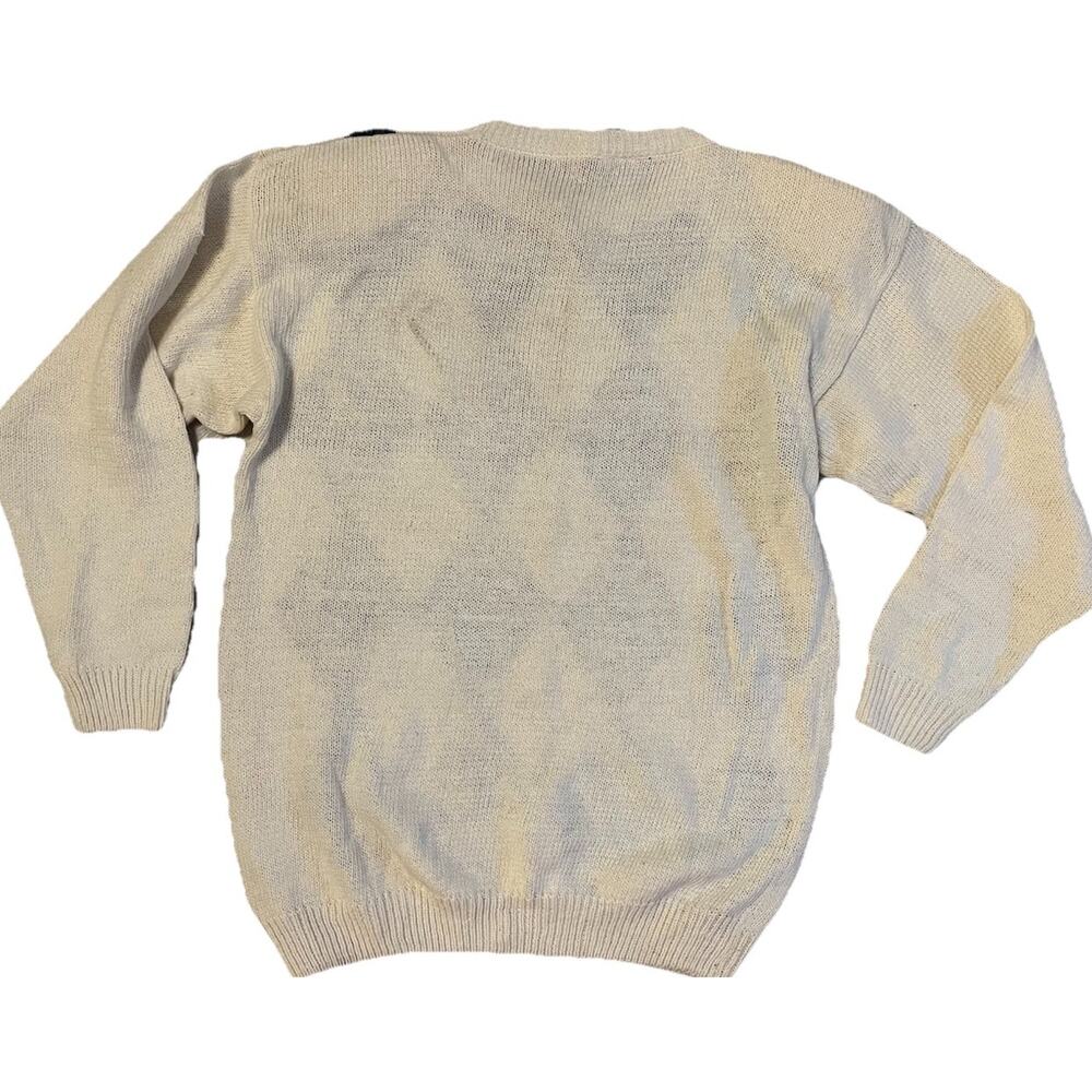 Vtg Sweater 80s Holiday Ashleigh Morgan Sequins Argyle Diamond Quiet Lux NWT L - Picture 8 of 9